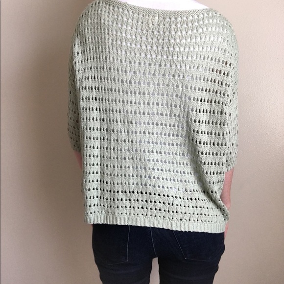 LISTICLE open knit elbow sleeve cardigan sweater - Picture 4 of 8